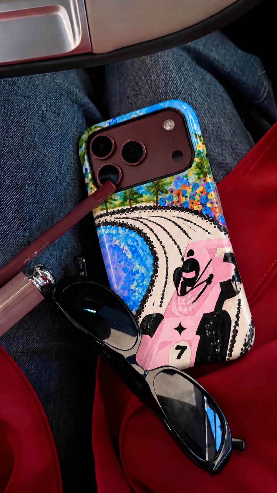 Racetrack Phone Case Pink Car