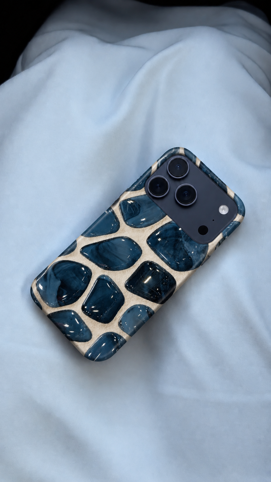 Blue Rhinestone Illusion Phone Case