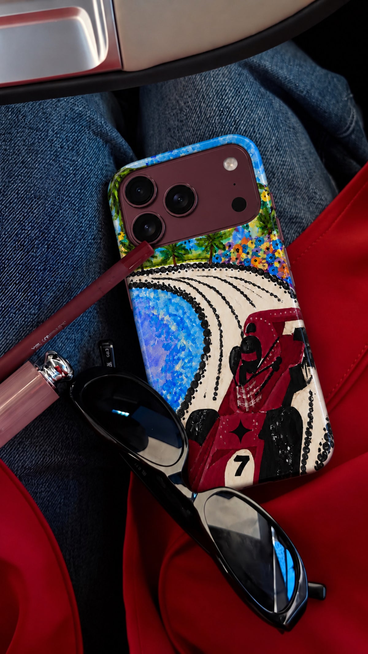 Racetrack Phone Case Burgundy