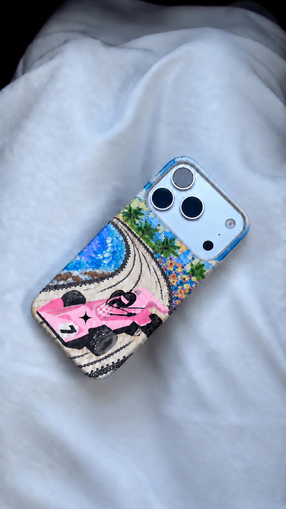 Racetrack Phone Case Pink Car