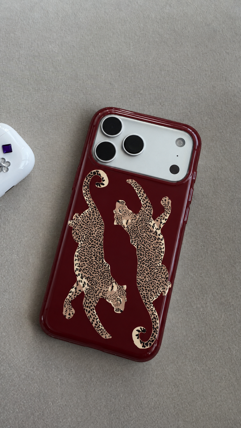 Burgundy Leopard Phone Case